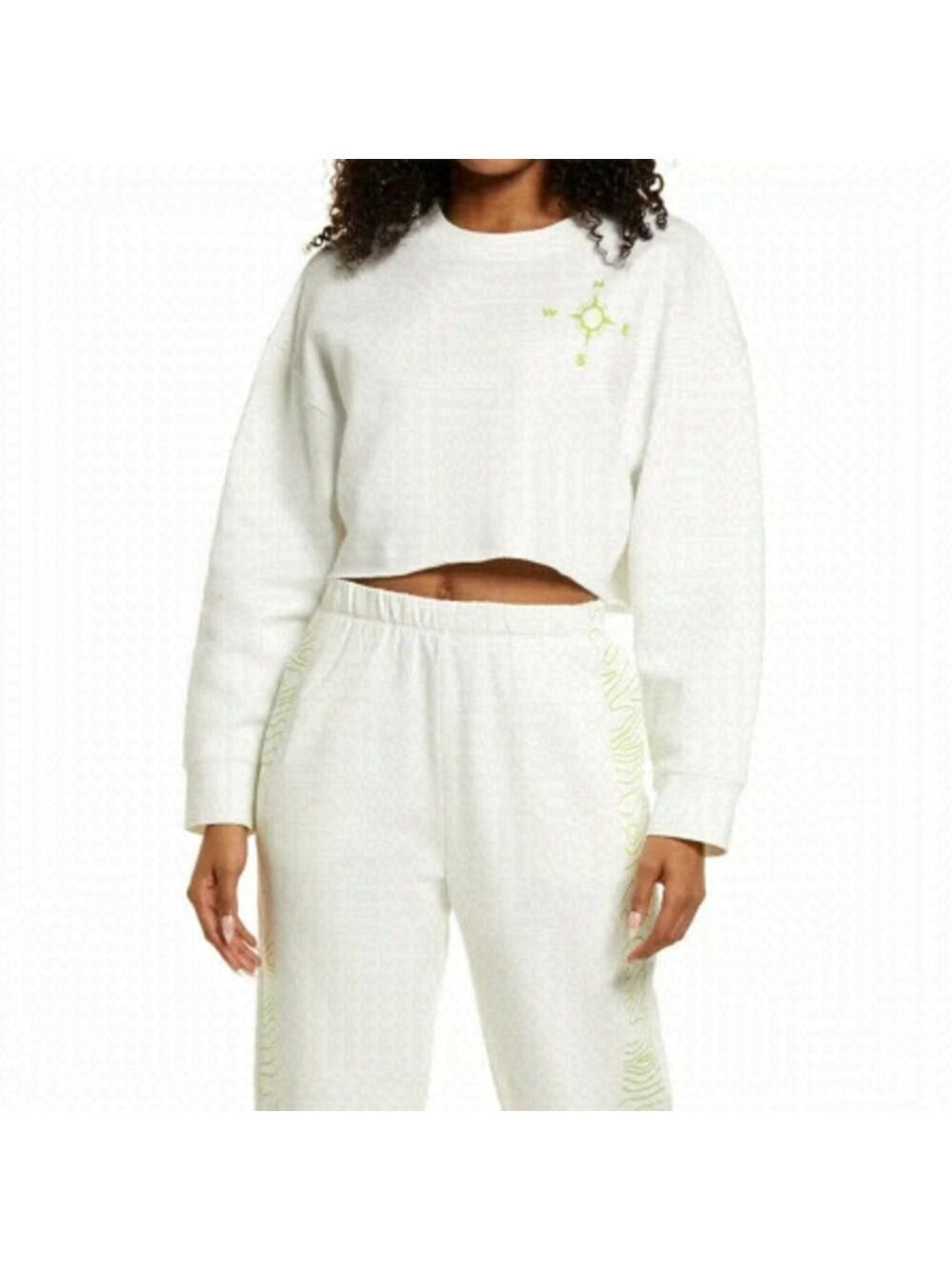 BP Bnwot Women Crewneck Cropped White Sz Medium Sweatshirt Organic Cotton